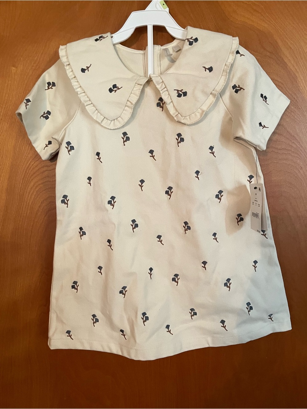 Cream Floral Peter Pan Collar Kids Top